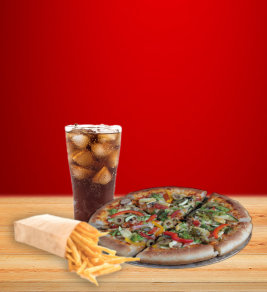Combo-5 (Any 12 Inch Pizza , Peri Peri French Fries, Any Pasta, 750ml Cold Drink)